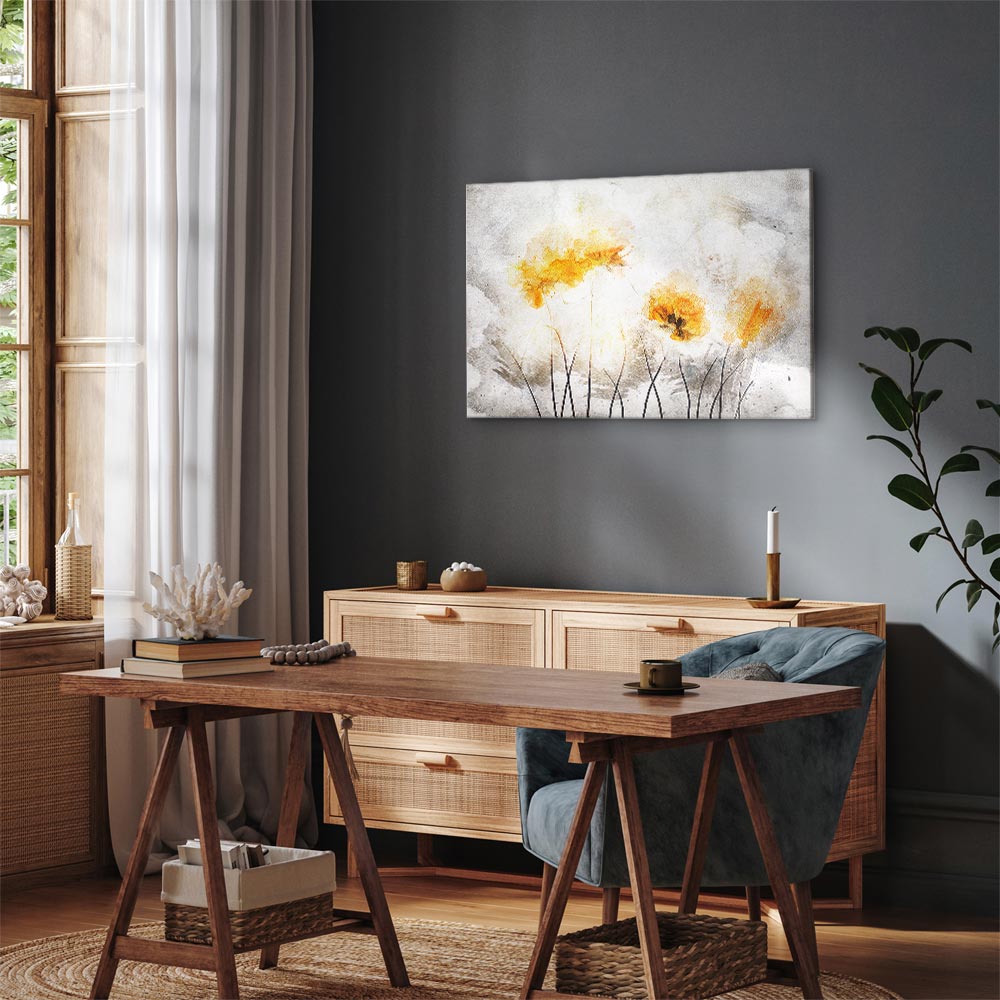 Canvas print yellow flowers in a light abstract style - Image 5