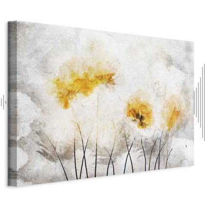Canvas print yellow flowers in a light abstract style