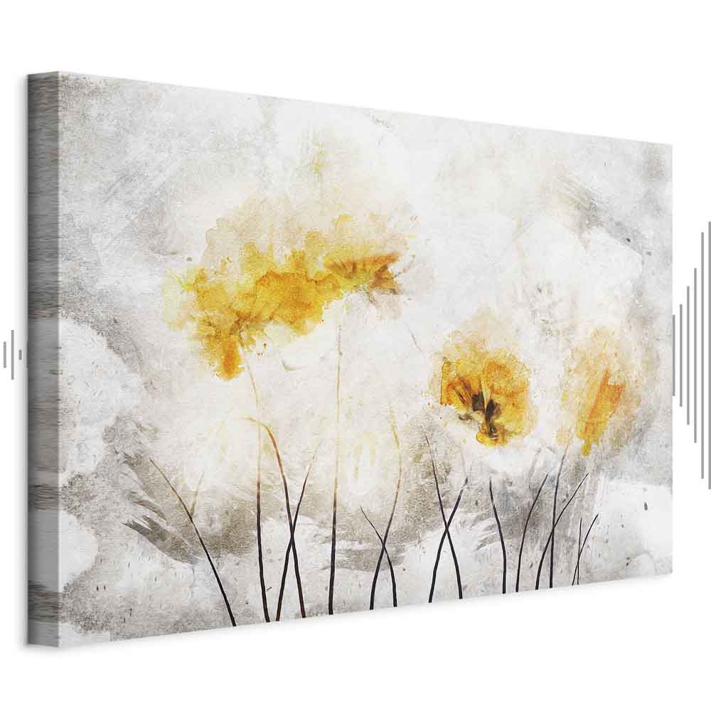 Canvas print yellow flowers in a light abstract style