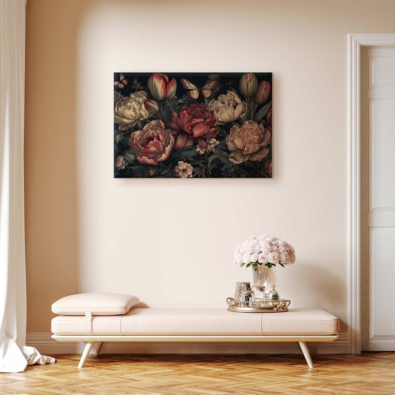 Canvas Print Floral Garden with Butterflies - Image 2
