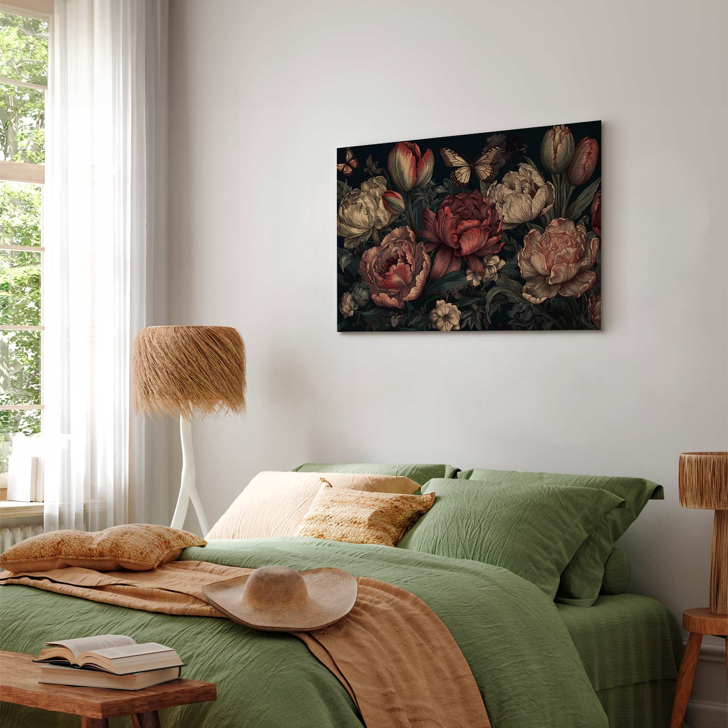 Canvas Print Floral Garden with Butterflies - Image 3