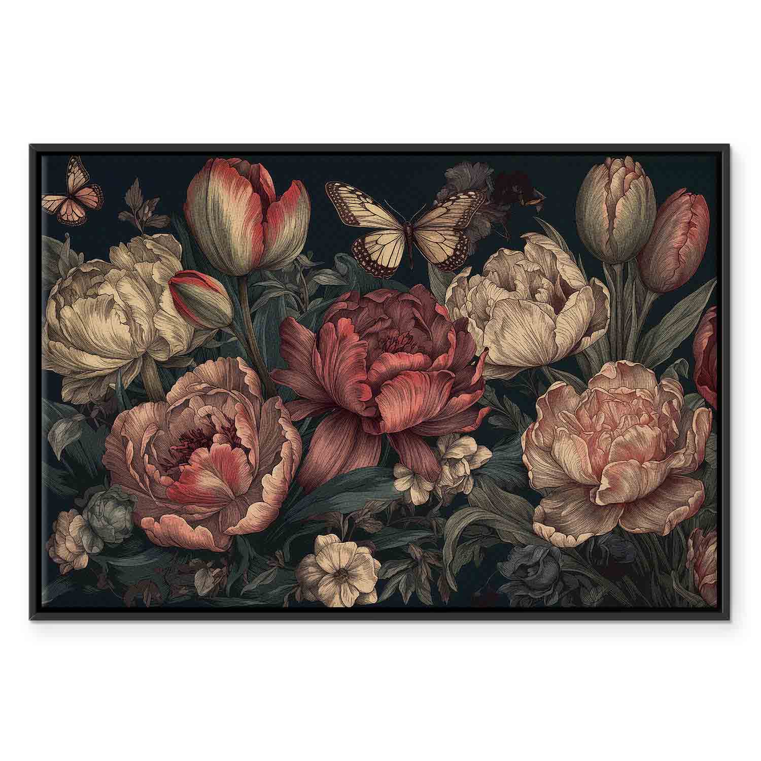 Canvas Print Floral Garden with Butterflies - Image 11