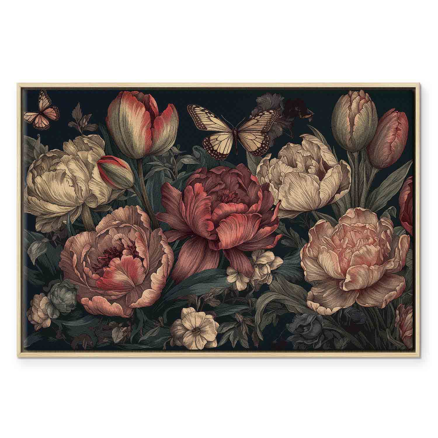 Canvas Print Floral Garden with Butterflies - Image 17