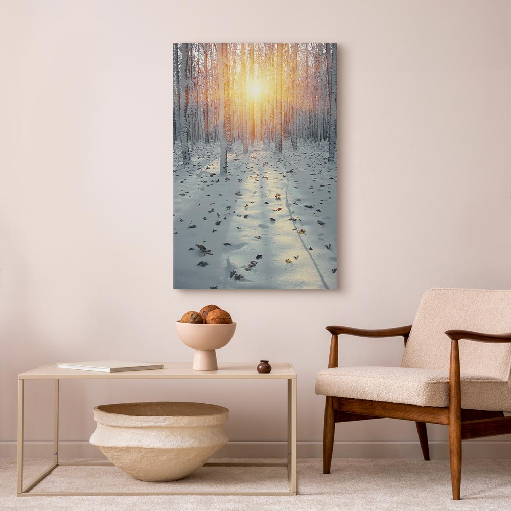 Winterwald im Sonnenlicht. Leinwandbild. – Bild 3