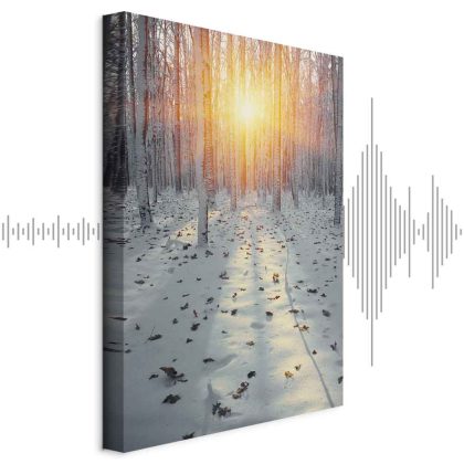 Winter forest in sunlight. Canvas print.