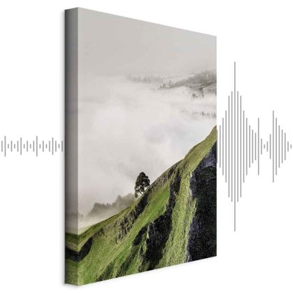 Canvas print solitary tree in the misty mountains