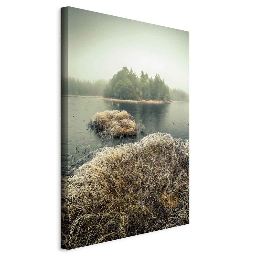 Canvas Print Misty Island on a Calm Lake - Image 11