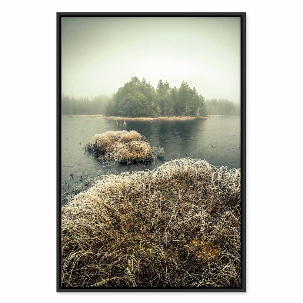 Canvas Print Misty Island on a Calm Lake - Image 15