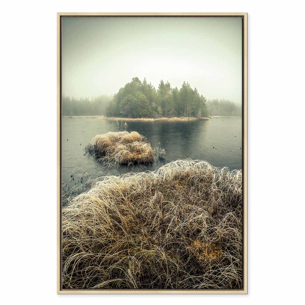 Canvas Print Misty Island on a Calm Lake - Image 21