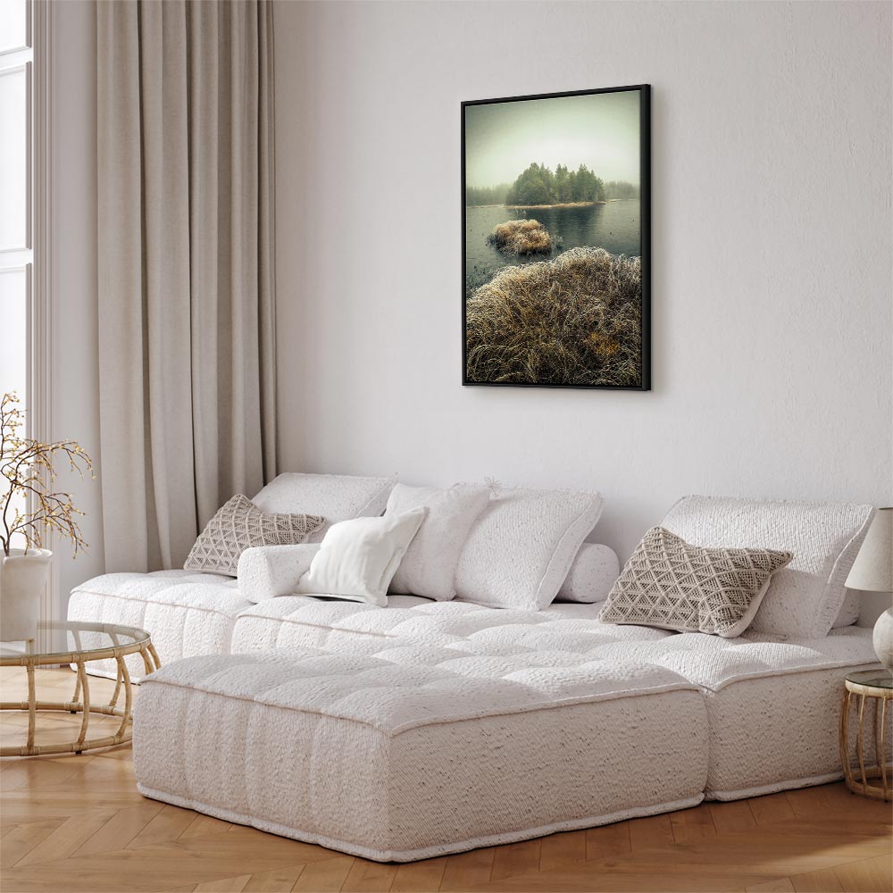 Canvas Print Misty Island on a Calm Lake - Image 16
