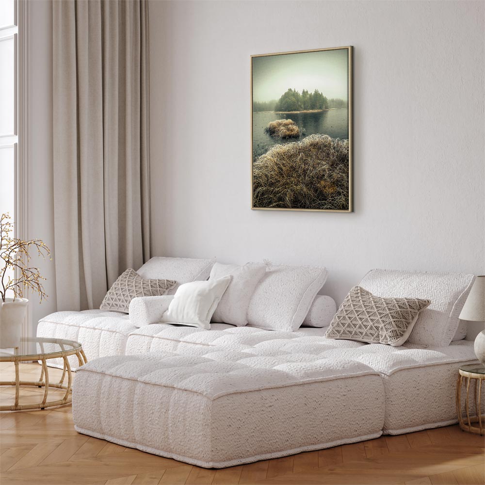 Canvas Print Misty Island on a Calm Lake - Image 22