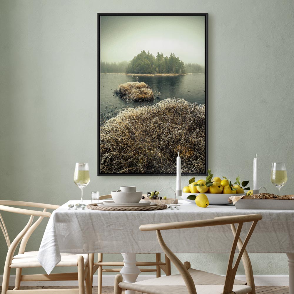 Canvas Print Misty Island on a Calm Lake - Image 18