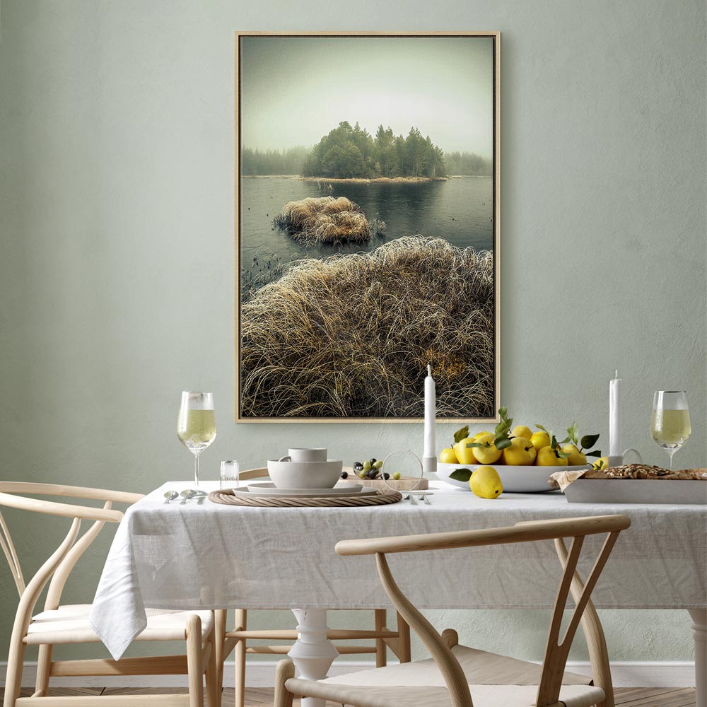 Canvas Print Misty Island on a Calm Lake - Image 24