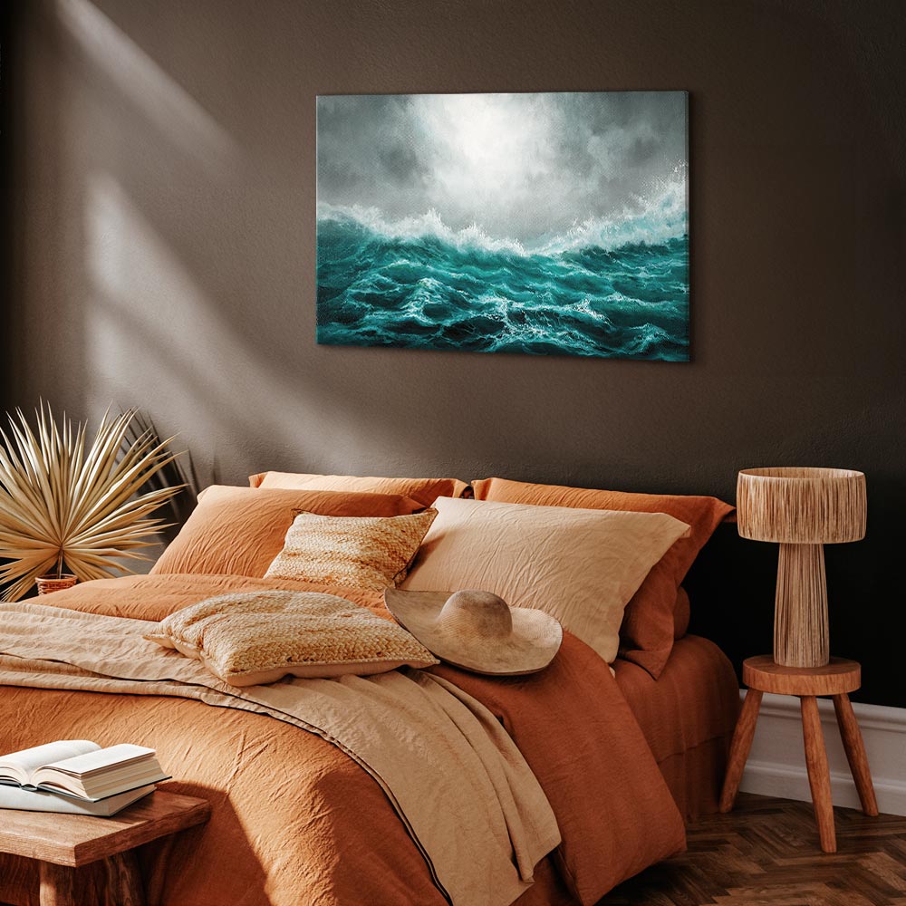 Canvas Print Rough Sea in Turquoise Tones - Image 3