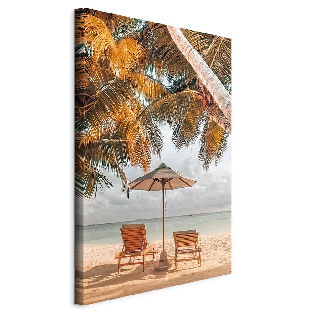Canvas Print Sun Loungers under Palm Trees by the Sea - Image 11