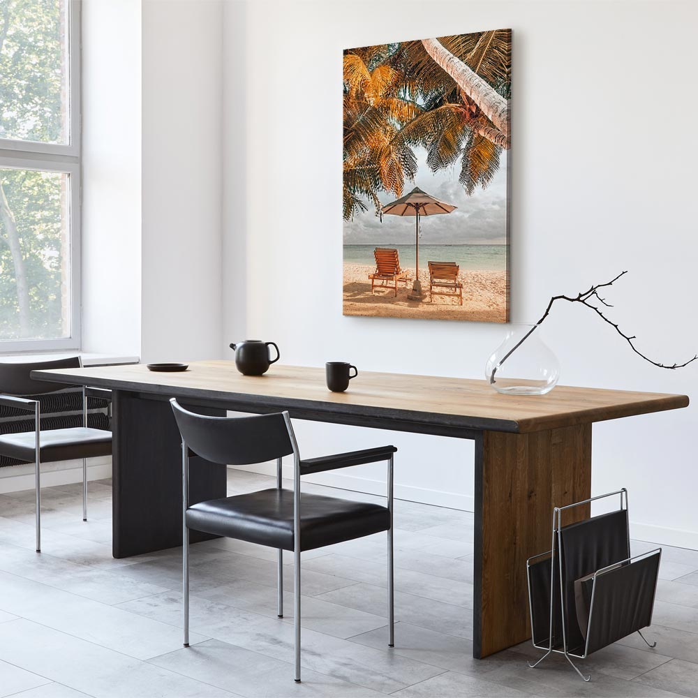 Canvas Print Sun Loungers under Palm Trees by the Sea - Image 5