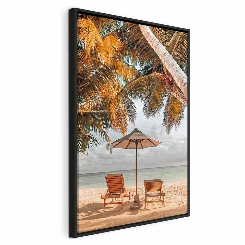 Canvas Print Sun Loungers under Palm Trees by the Sea - Image 14