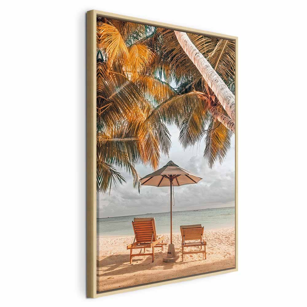 Canvas Print Sun Loungers under Palm Trees by the Sea - Image 20