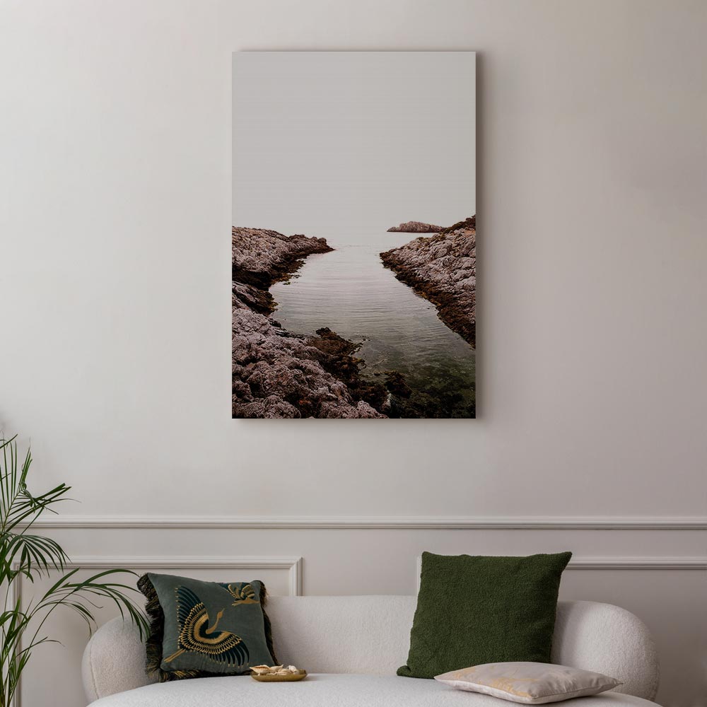 Canvas Print Rocky Coast in a Light Colour Palette - Image 3