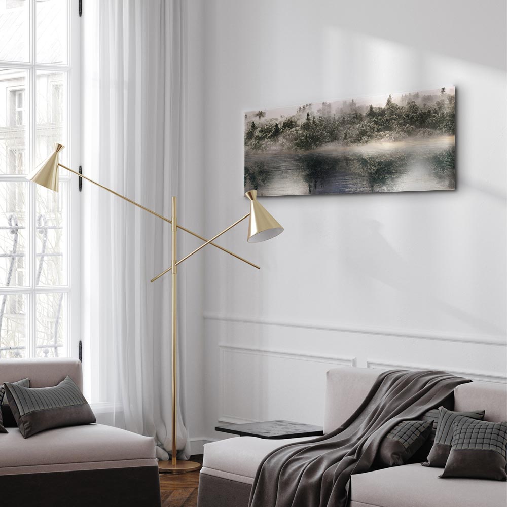 Wide Canvas Print Misty Forest by the Lake - Image 3