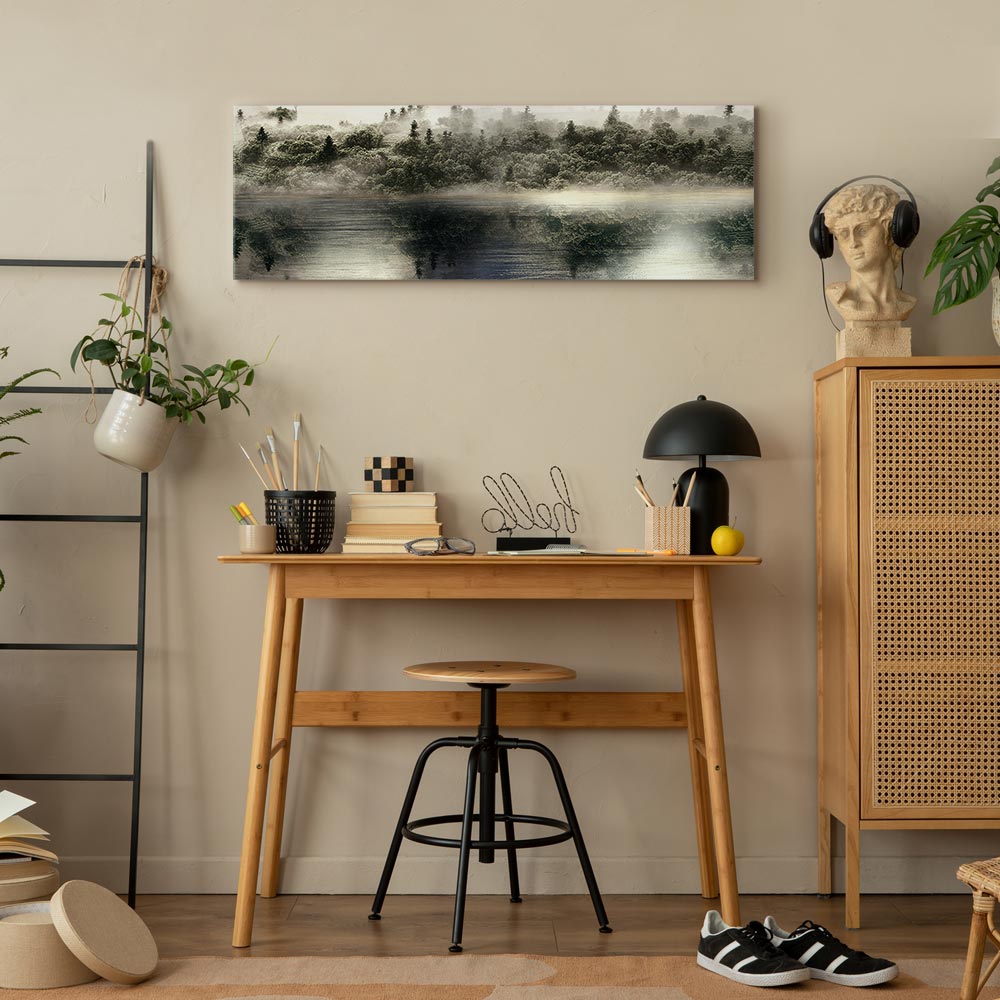 Wide Canvas Print Misty Forest by the Lake - Image 5