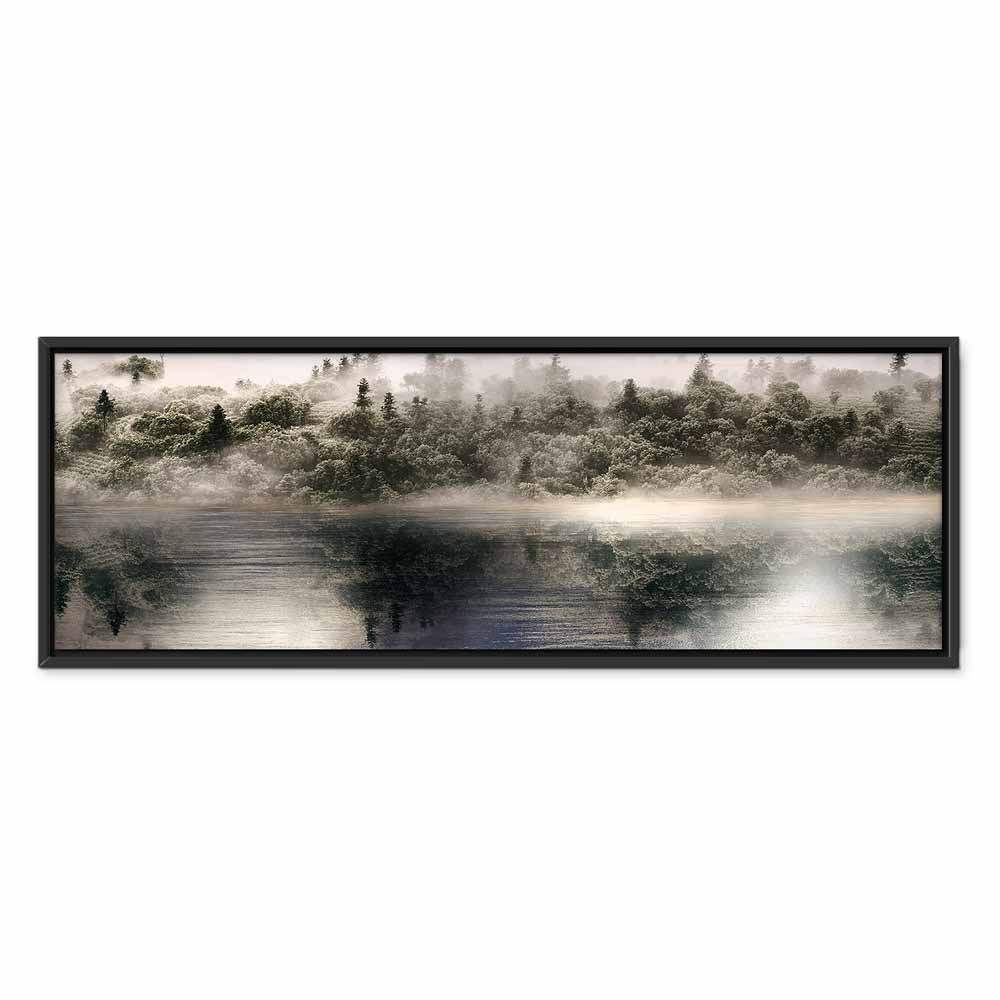 Wide Canvas Print Misty Forest by the Lake - Image 15