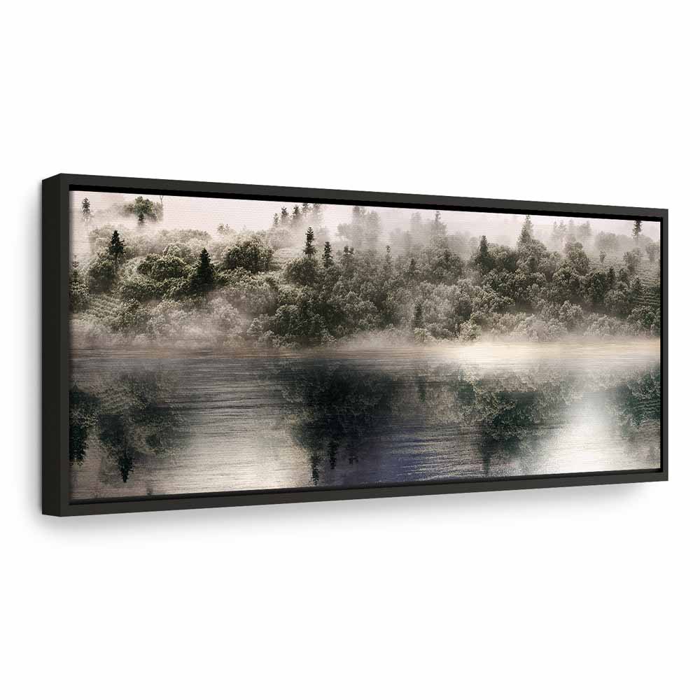Wide Canvas Print Misty Forest by the Lake - Image 14