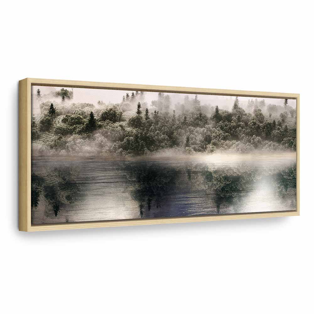 Wide Canvas Print Misty Forest by the Lake - Image 20