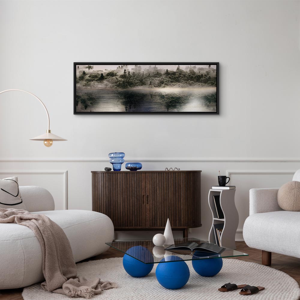 Wide Canvas Print Misty Forest by the Lake - Image 16