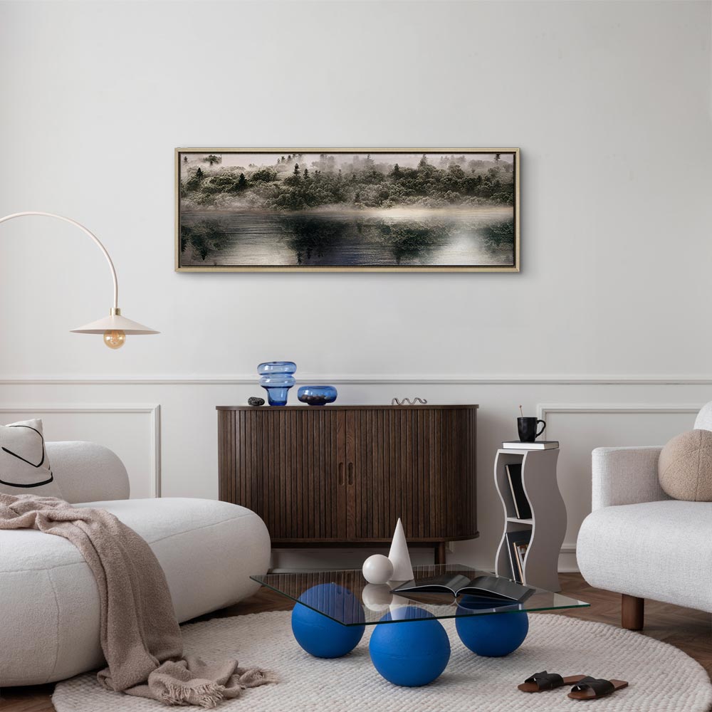 Wide Canvas Print Misty Forest by the Lake - Image 22