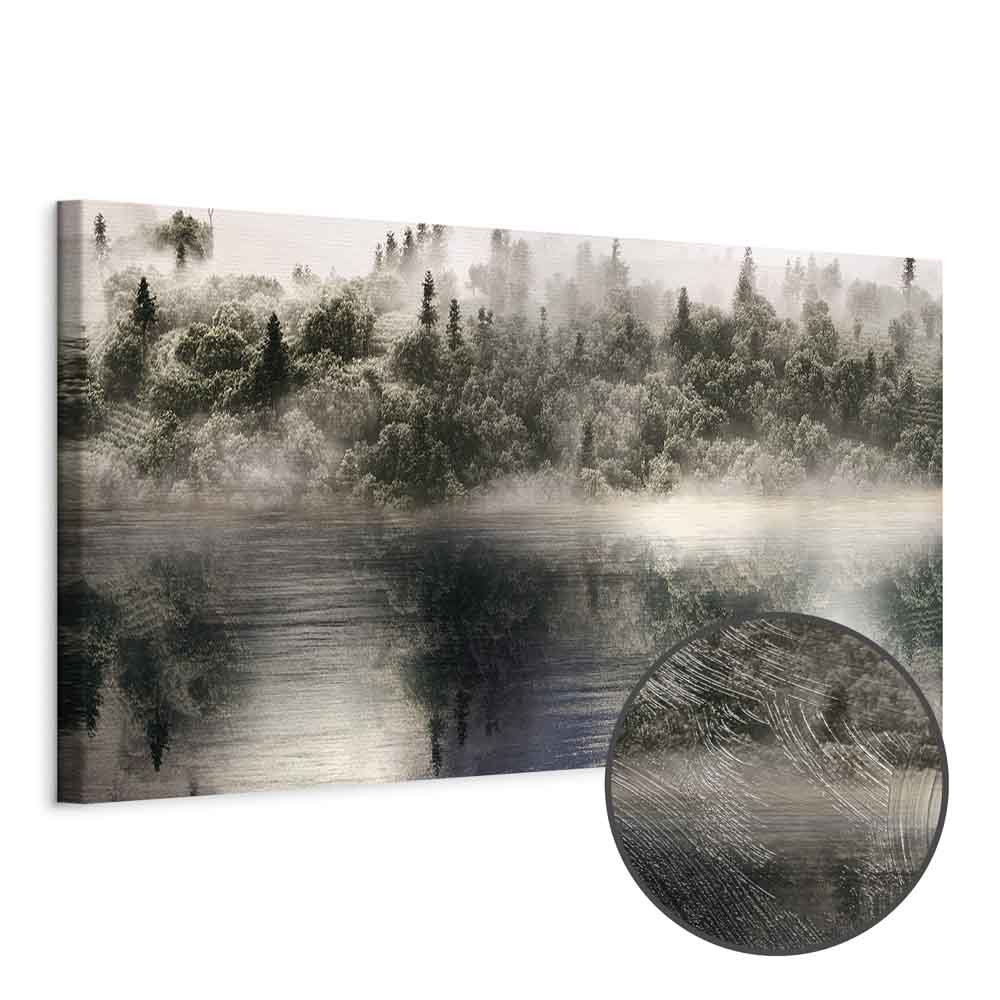 Wide Canvas Print Misty Forest by the Lake - Image 9