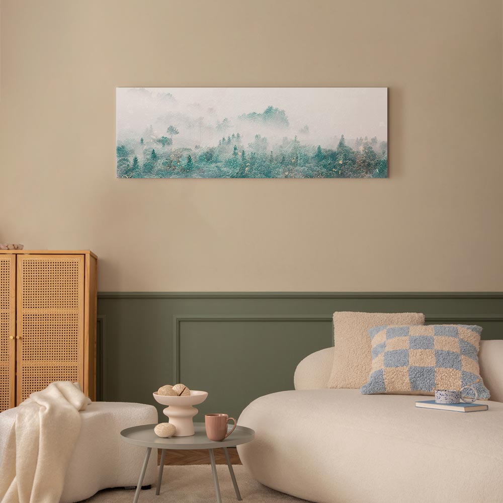Breites Leinwandbild Nebelwald in Pastelltönen – Bild 3