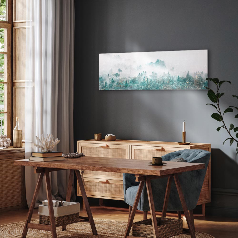 Breites Leinwandbild Nebelwald in Pastelltönen – Bild 5