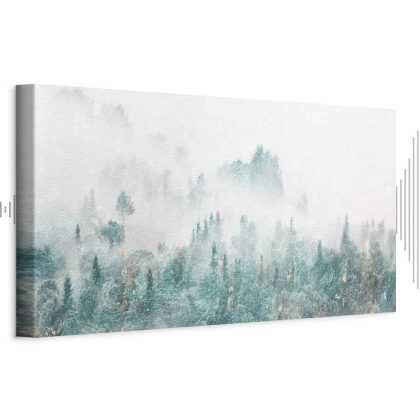 Wide canvas print Misty forest in pastel tones