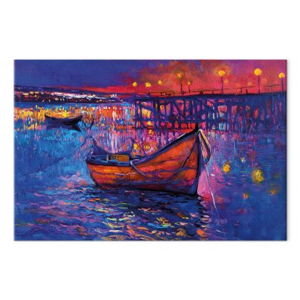 Canvas Print Boat in the Colourful Glow of Evening