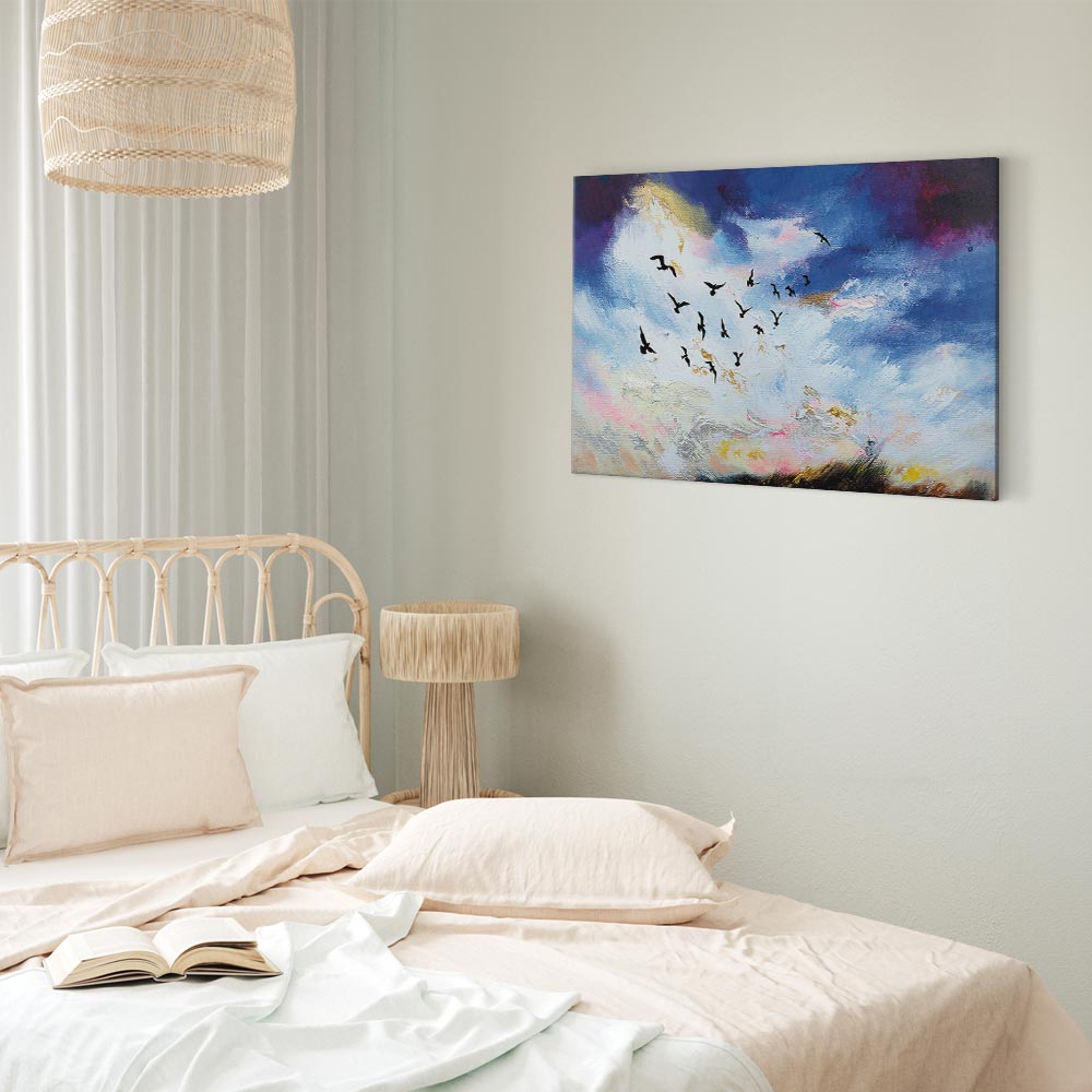 Canvas Print Birds against a Painterly Sky - Image 4