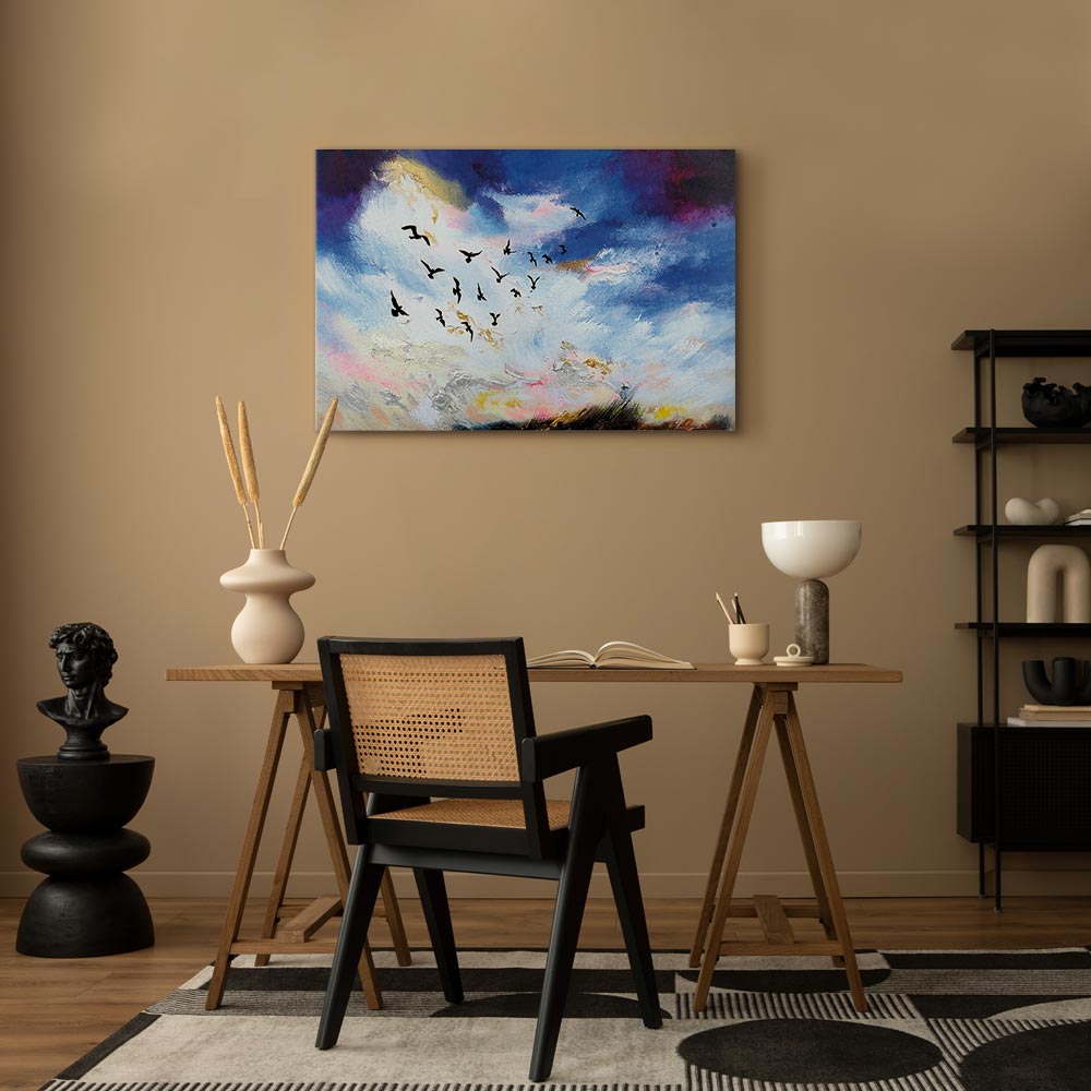 Canvas Print Birds against a Painterly Sky - Image 5