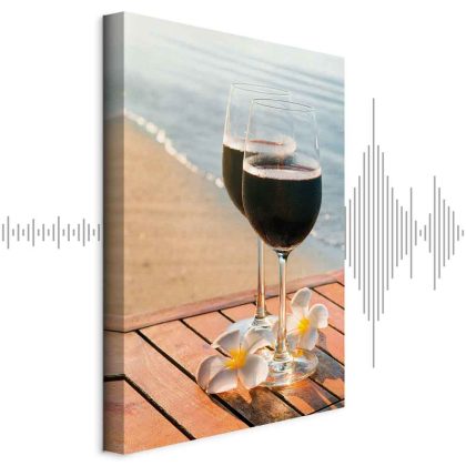 Canvas Print Glasses of Wine by the Seaside
