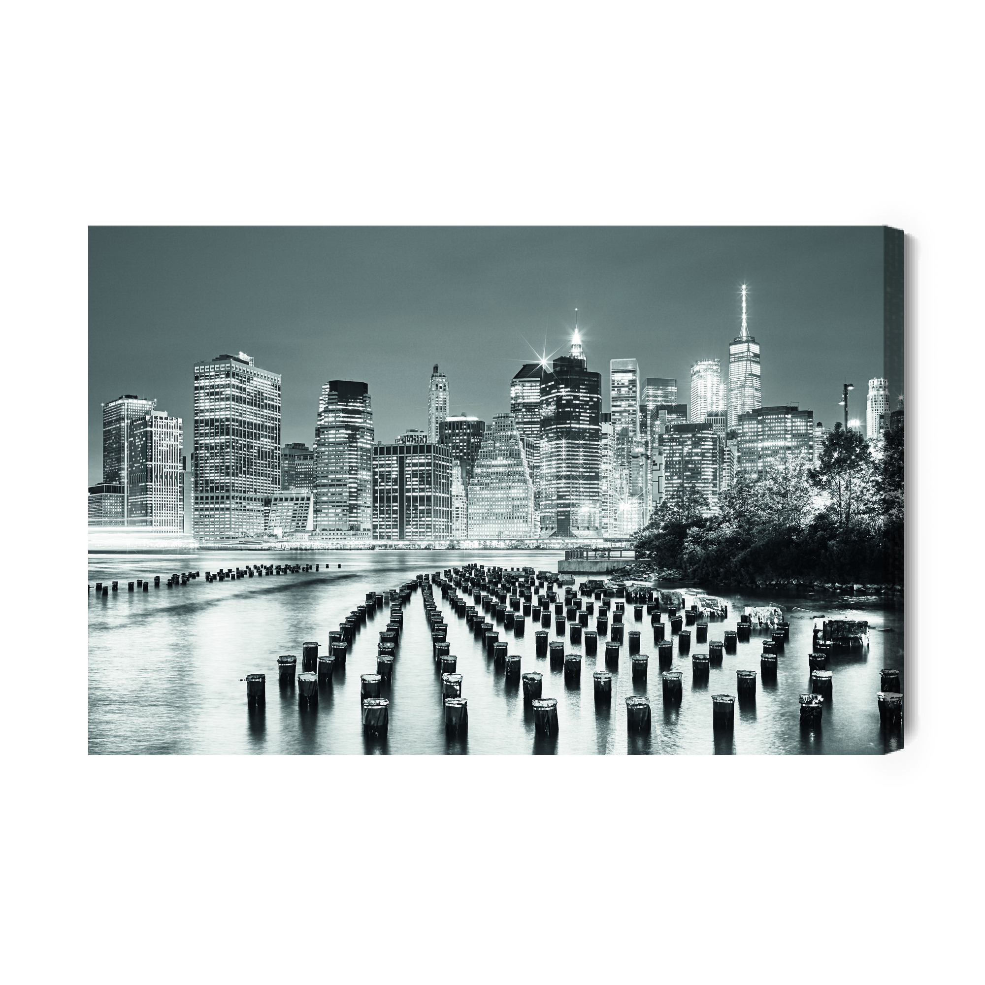 Leinwandbild New York bei Nacht schwarz weiß – Bild 11