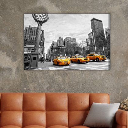 Yellow taxis on the streets of New York. Canvas print.