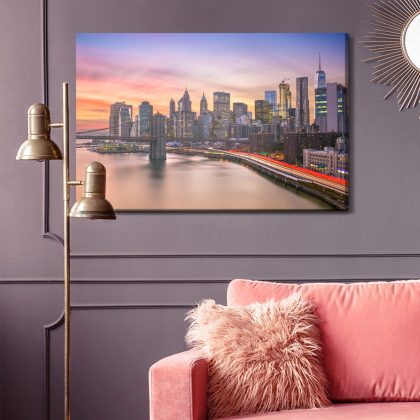Canvas print New York and Brooklyn Bridge