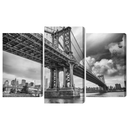 Multi panel canvas print Manhattan Bridge in grey