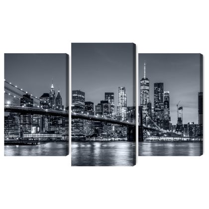 Mehrteiliges Leinwandbild New York Skyline bei Nacht