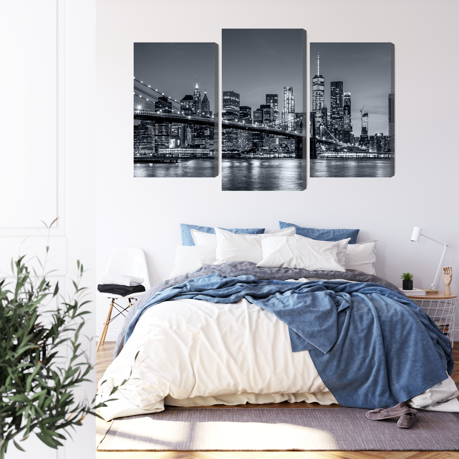 Multi panel canvas print New York skyline at night - Image 2
