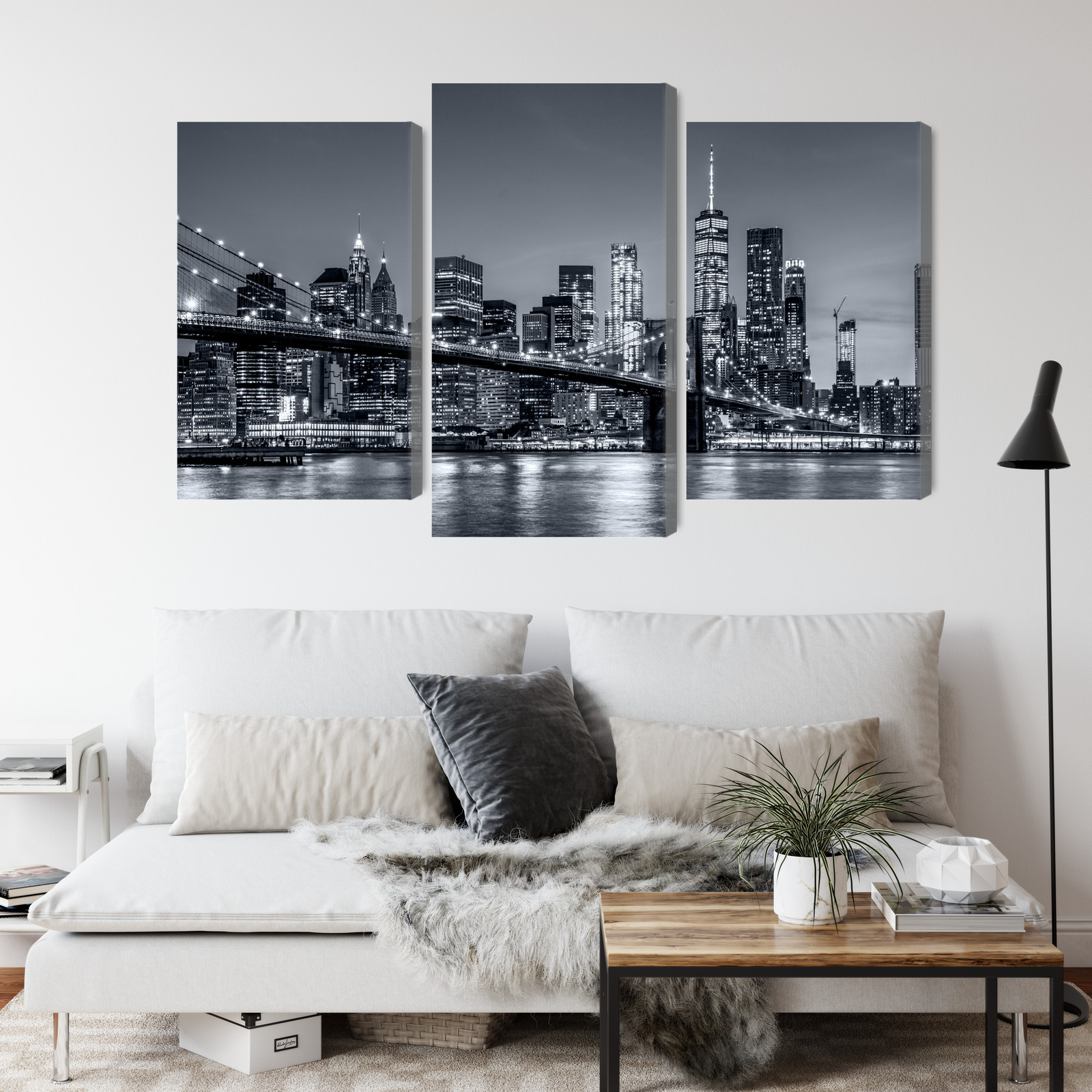 Multi panel canvas print New York skyline at night - Image 3