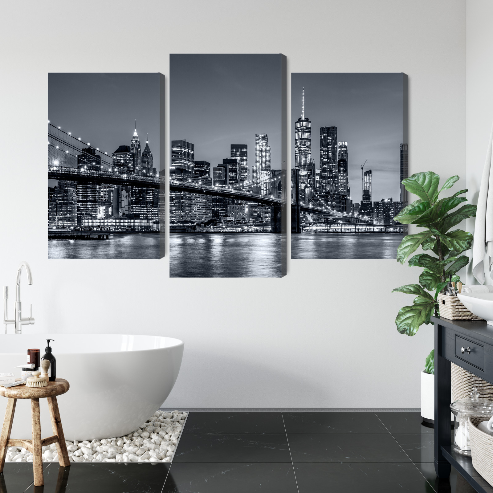 Multi panel canvas print New York skyline at night - Image 4