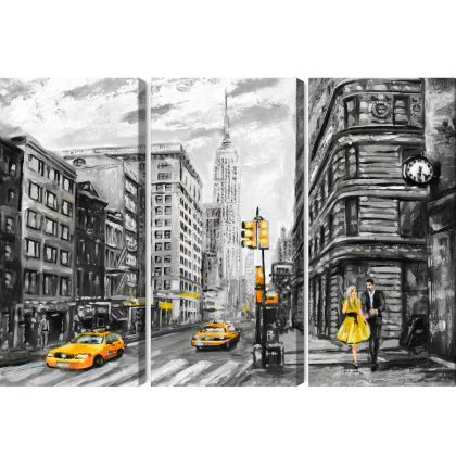 Multi panel canvas print New York with yellow taxi