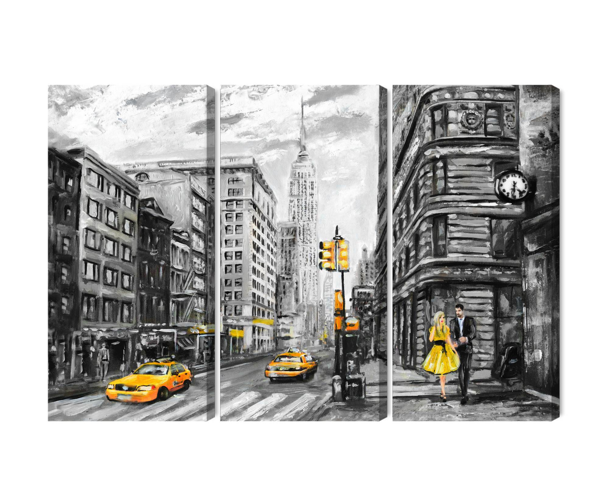 Multi panel canvas print New York with yellow taxi