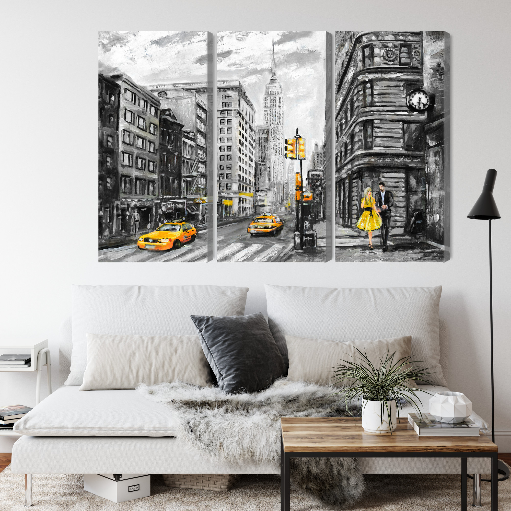 Multi panel canvas print New York with yellow taxi - Image 3