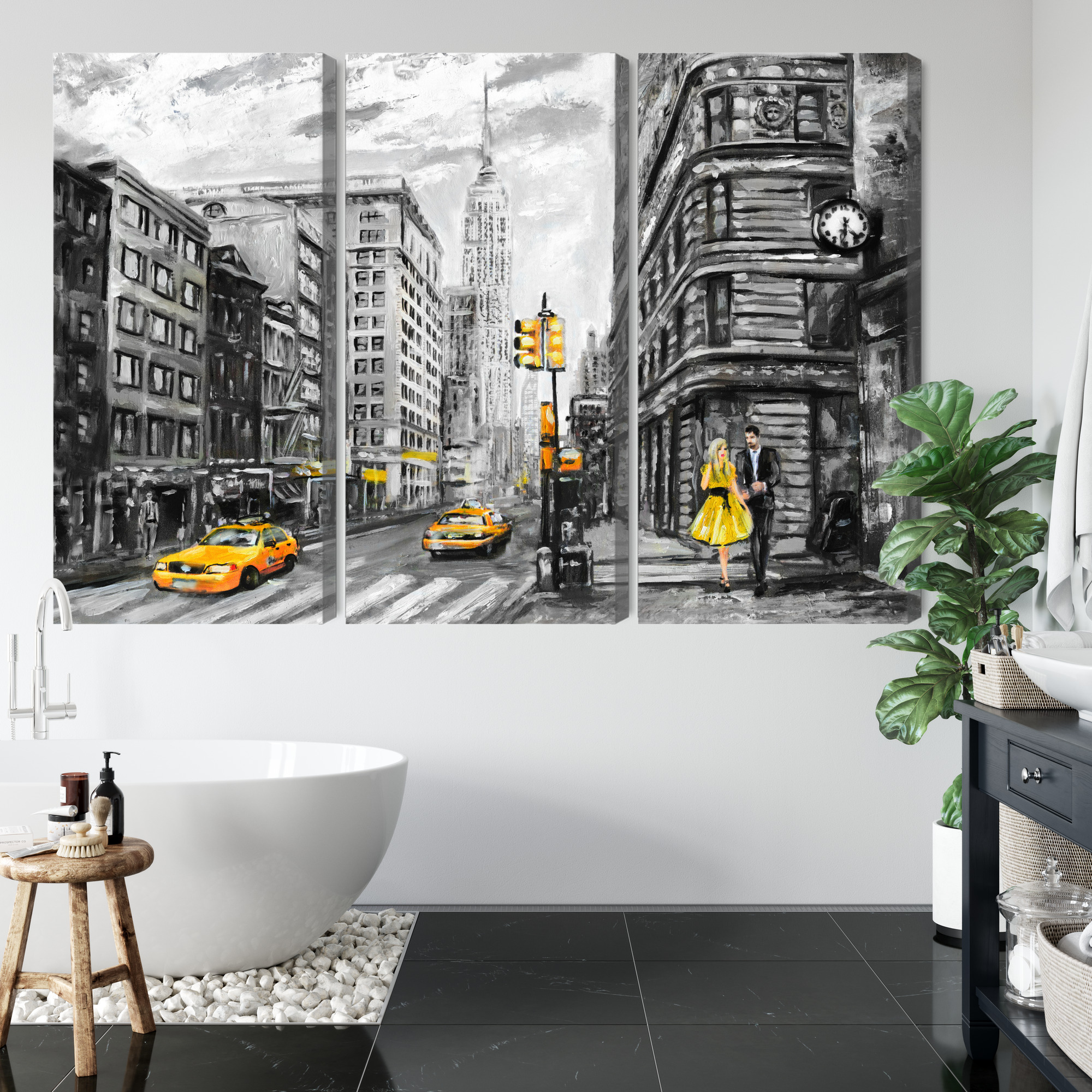 Multi panel canvas print New York with yellow taxi - Image 4